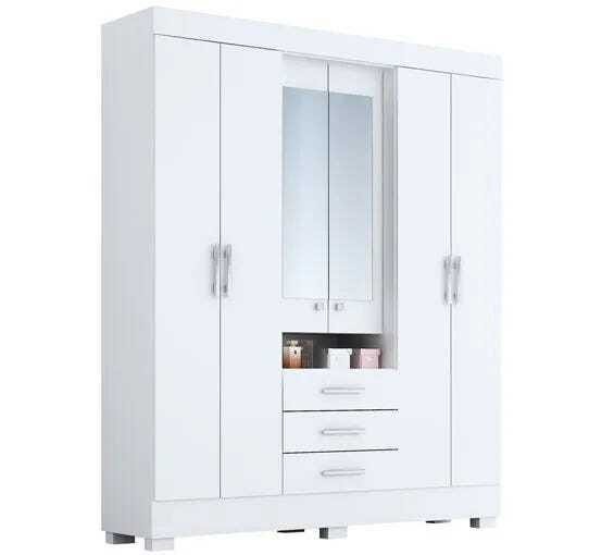 Guarda-Roupa Casal com Espelho 6 Portas Capelinha Débora Acp Branco