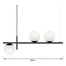 Pendente 3 Bolas Vidro 15cm 80cm Mesa Jantar Escritorio Banc:branco Fosco - 6
