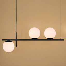 Pendente 3 Bolas Vidro 15cm 80cm Mesa Jantar Escritorio Banc:branco Fosco - 7