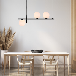 Pendente 3 Bolas Vidro 15cm 80cm Mesa Jantar Escritorio Banc:branco Fosco - 3