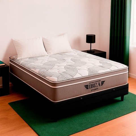 Cama Box Baú Viúvo e Colchão Ibiza Molas V-store 128x188x22 Cor:preto