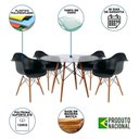 Ver imagem 6 de Mesa Sala De Jantar Eiffel Vidro Redonda 110Cm Vidro Com 4 Poltronas Pretas Base Madeira Cor: Preto