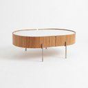 Ver imagem 2 de Mesa de Centro Amadeirado com Vidro Espelhado 100x63cm Istambul Elipse