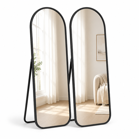 Kit 2 Espelho Decorativo de Chão 160x50cm com Moldura em Metal Estilo Moderno para Quartos e Salas m