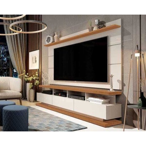Rack com Painel para Tv até 70 Polegadas Vivare Off White com Freijó Giga Móveis