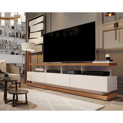 Rack para Tv Vivare Off White com Freijó - Giga Móveis