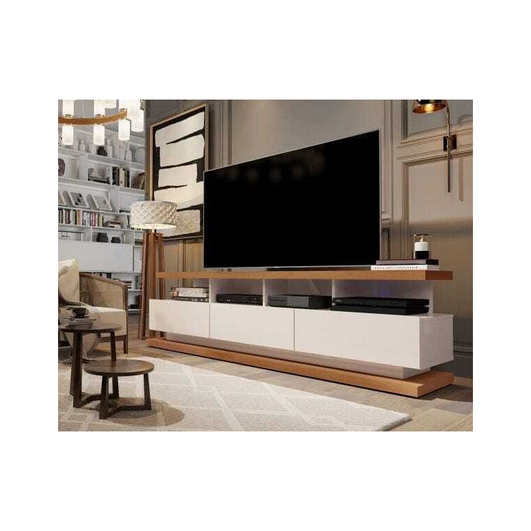 Rack para Tv Vivare Off White com Freijó - Giga Móveis