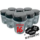 Ver imagem 2 de Pote Tempero Kit 16 Potes+16 Etiquetas Adesivas Porta Condimento CR270 Arte Cozinha Potes de Tempero