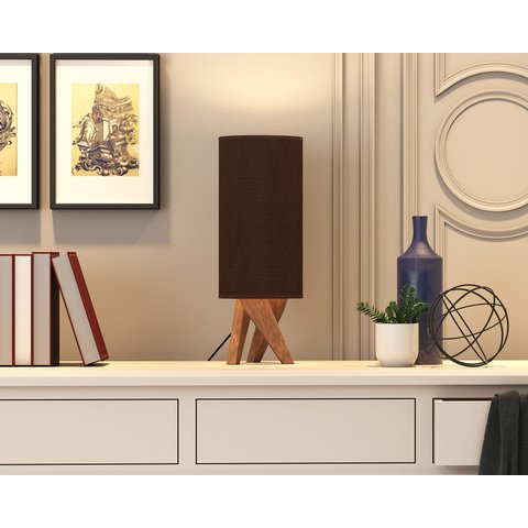 Luminária Abajur Viena de Mesa Moderno Decoração Pés Madeira - Marrom