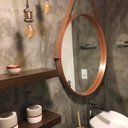 Ver imagem 3 de Espelho Redondo Decorativo Adnet Cobre Escandinavo com Alça de Couro 35 cm - D'Rossi