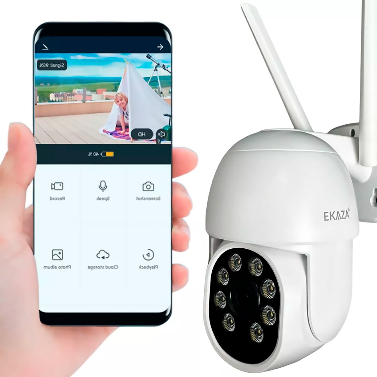 Câmera Smart Dome Wifi Externa Nuvem 360º Ekaza Alexa e Google - 5