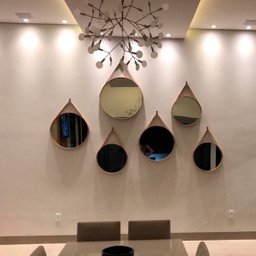 Espelho Redondo Decorativo Adnet Preto Escandinavo com Alça de Couro 50 cm - D'Rossi - 4