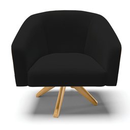 Kit 2 Poltronas Giratória Stella Corano Nozes com Linho Preto A79 - 4 Kit 2 Poltronas Giratória Stella Corano Nozes com Linho Preto A79 - 4