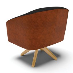 Kit 2 Poltronas Giratória Stella Corano Nozes com Linho Preto A79 - 5 Kit 2 Poltronas Giratória Stella Corano Nozes com Linho Preto A79 - 5