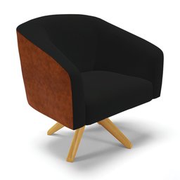 Kit 2 Poltronas Giratória Stella Corano Nozes com Linho Preto A79 - 3 Kit 2 Poltronas Giratória Stella Corano Nozes com Linho Preto A79 - 3