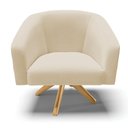 Ver imagem 4 de Kit 2 Poltronas Madeira Sala Decorativa Leitura Quarto Giratória Linho Stella Corano Nozes