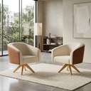 Ver imagem 1 de Poltrona Decorativa Kit 2 Sala Leitura Quarto Giratória Linho Stella Corano Nozes