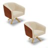 Kit 2 Poltronas Giratórias Stella Decorativa para Sala Corano Nozes com Linho Areia - 5