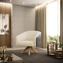 Ver imagem 2 de Kit 02 Poltronas Giratória Stella Corano Preto com Linho Areia A27 Base Madeira MA30 - D'Rossi