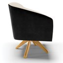 Ver imagem 4 de Kit 02 Poltronas Giratória Stella Corano Preto com Linho Areia A27 Base Madeira MA30 - D'Rossi