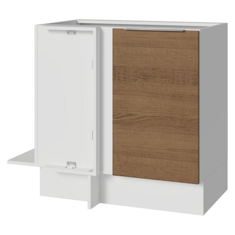 Balcão de Canto 1 Porta (sem Tampo) Branco/Rustic Stella Madesa