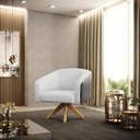 Ver imagem 2 de Kit 02 Poltronas Giratória Stella Corano Preto com Linho Cinza A05 Base Madeira Ma30 - D'rossi