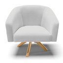 Ver imagem 3 de Kit 02 Poltronas Giratória Stella Corano Preto com Linho Cinza A05 Base Madeira Ma30 - D'rossi