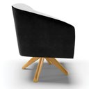 Ver imagem 4 de Kit 02 Poltronas Giratória Stella Corano Preto com Linho Cinza A05 Base Madeira Ma30 - D'rossi