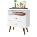 Ver imagem 1 de Mesa de Cabeceira Retrô Status 2 Gavetas Branco - Jea Móveis