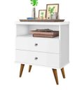Ver imagem 1 de Mesa de Cabeceira Retrô Status 2 Gavetas Branco - Jea Móveis