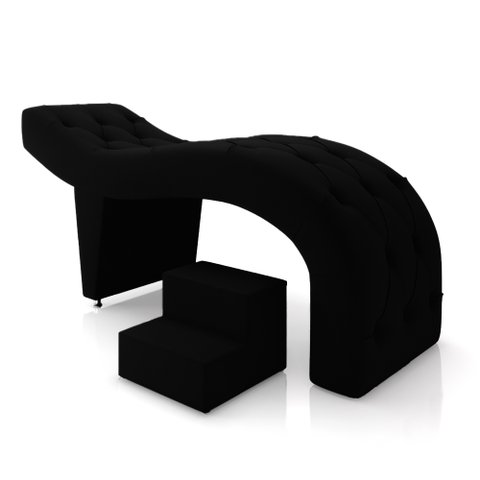 Maca de Estética para Massagem Cílios Fixa Lash Estofada com Escada Veludo Preto G83 - Gran Belo Mac