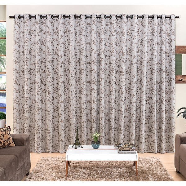 Cortina Erika 3m x 2,50m Tabaco para Varão Simples Jacquard - 1