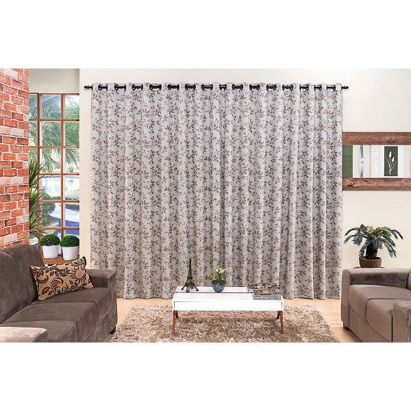 Cortina Erika 3m x 2,50m Tabaco para Varão Simples Jacquard - 3