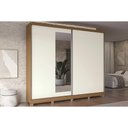 Ver imagem 1 de Guarda Roupa Casal 2 Portas de Correr (1 C/ Espelho) e 4 Gavetas C/ Pés Cb01t583 Canela/off White