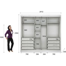 Guarda Roupa Casal 3 Portas 8 Gavetas - Diamond-Branco - Móveis Novo Horizonte - 4