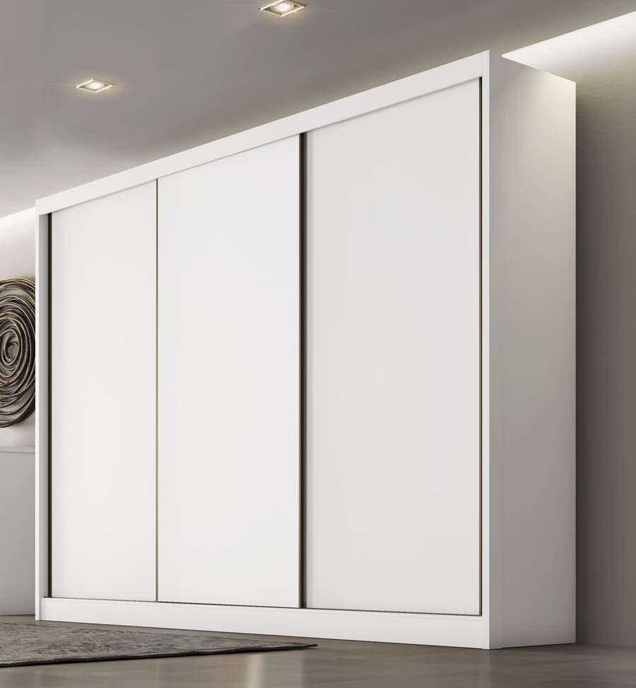 Guarda Roupa Casal 3 Portas 8 Gavetas - Diamond-Branco - Móveis Novo Horizonte