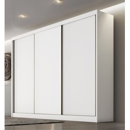 Guarda Roupa Casal 3 Portas 8 Gavetas - Diamond-Branco - Móveis Novo Horizonte - 1
