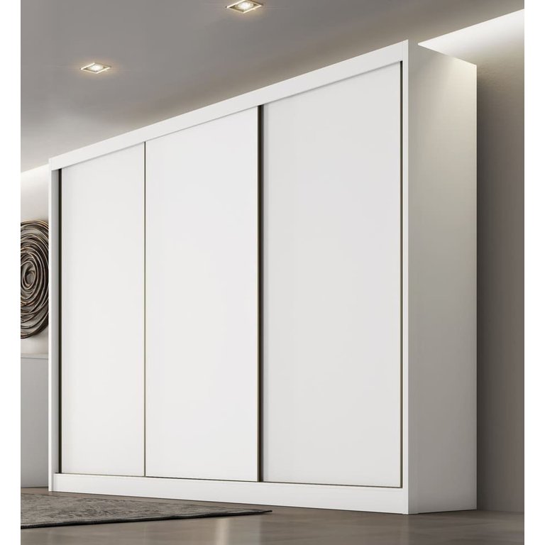 Guarda Roupa Casal 3 Portas 8 Gavetas - Diamond-Branco - Móveis Novo Horizonte