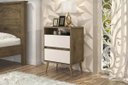 Ver imagem 2 de Mesa de Cabeceira Retrô Lótus 2 Gavetas Jequitibá com Off White - Jea Móveis