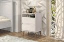 Ver imagem 1 de Mesa de Cabeceira Retrô Lótus 2 Gavetas Off White - Jea Móveis