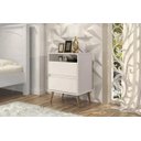 Ver imagem 1 de Mesa de Cabeceira Retrô Lótus 2 Gavetas Off White - Jea Móveis