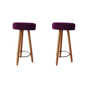 Kit Duas Banqueta Alta para Área Gourmet Balcão Pés Palito Roxo Dimazza Móveis - Púrpura