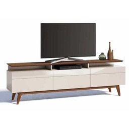 Rack com Painel Classic com 3 Gavetas 220cm Freijó com Off White - Imcal Móveis - 6