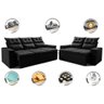 Conjunto de Sofá 3 e 2 Lugares Retrátil e Reclinável 2.00x1.50m Cama inBox Smal Suede Preto - 3