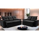 Ver imagem 1 de Conjunto de Sofá 3 e 2 Lugares Retrátil e Reclinável 2.00x1.50m Cama Inbox Smal Suede Preto
