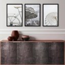 Ver imagem 2 de Kit 3 Quadros Minimalistas Fotografias Brancas- Bicicleta Carrossel 33x24cm:madeira Branca