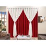 Cortina Sala Vermelha com Voal Palha 3m x 2,80m para Varão Simples - 4