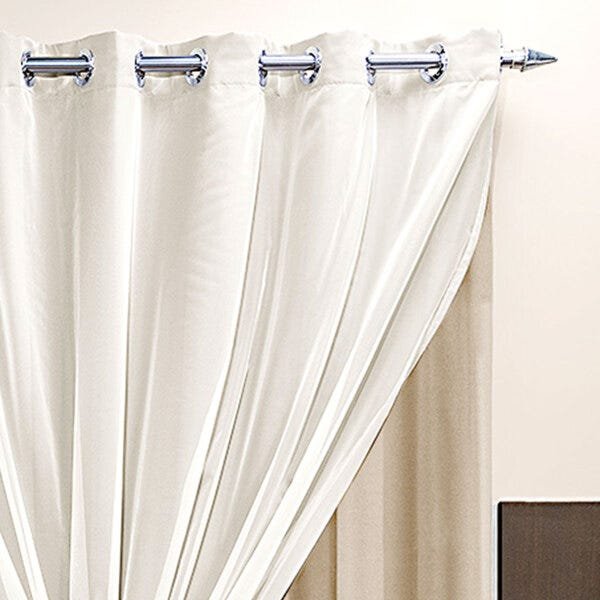 Cortina para Sala 2m x 1,70m Bege para Varão Simples - 2