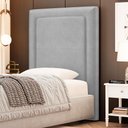 Ver imagem 4 de Cabeceira Cama Box Solteiro Alba 90cm com Frame Veludo Cinza Claro - Abmaza