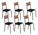 Ver imagem 1 de Kit 6 Cadeiras Atlanta Corino Preto Lirio e Rattan Carvalho Tubo Marrom Cafe